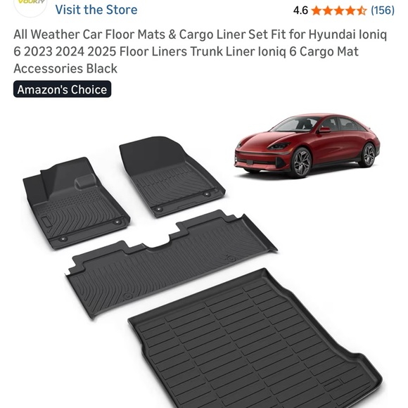 Other - Black Car Floor Mats and Cargo Liner Set for Hyundai Ioniq 6